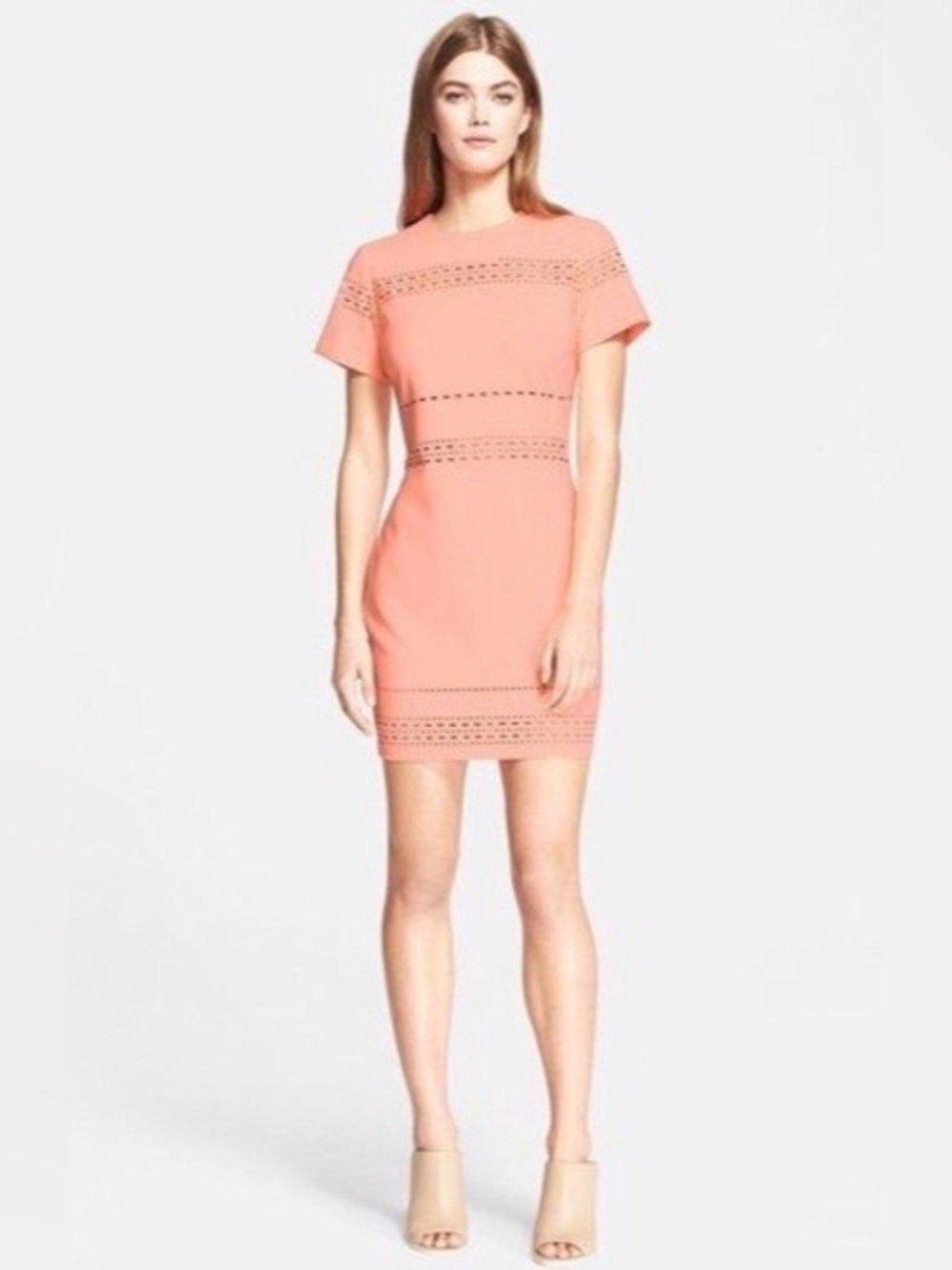 Elizabeth and James sz 8 Dress Ari Coral Laser Cut Peach EUC